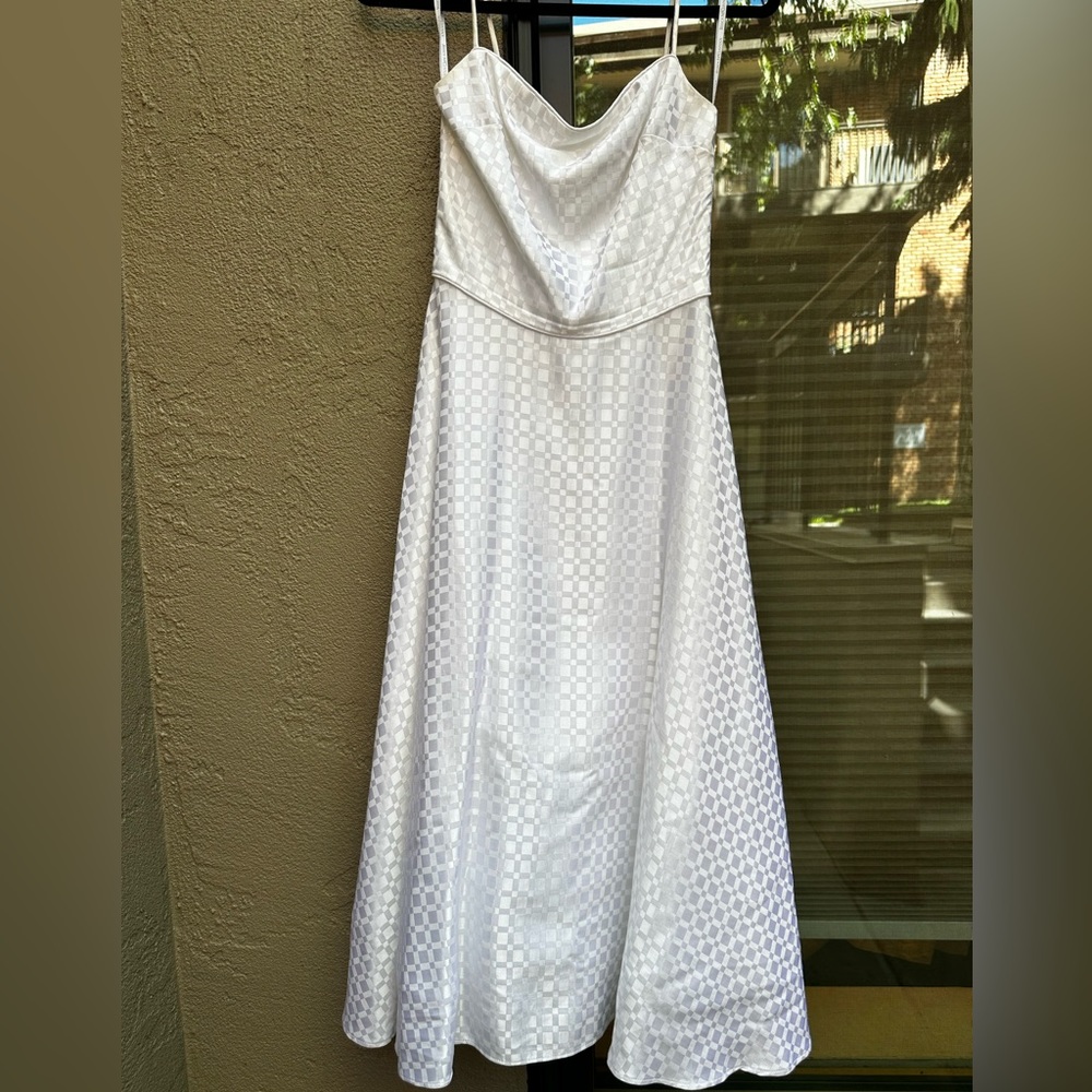 Gunne Sax by Jessica McClintock Midi White Checker Dress size xxs 3